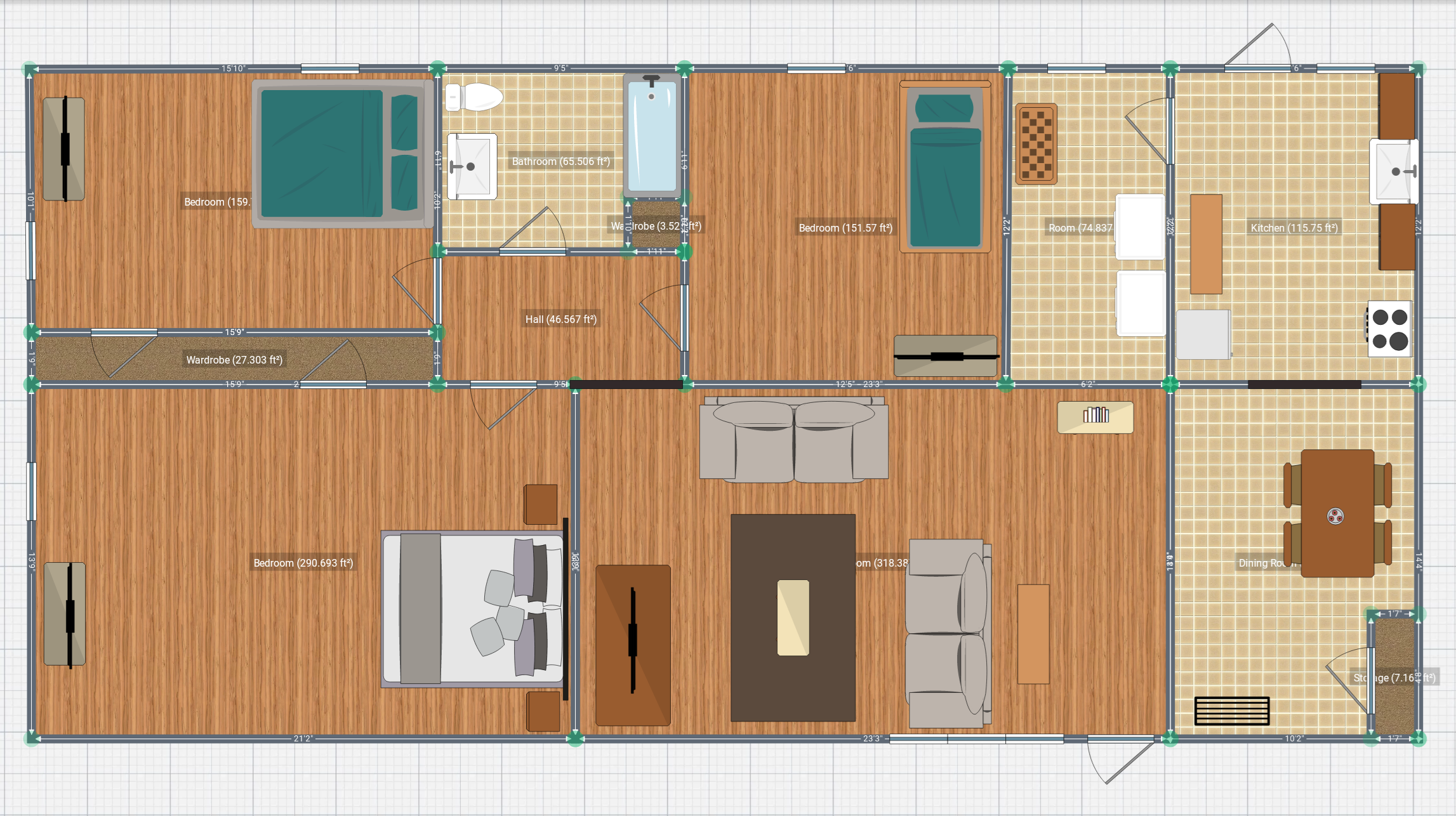 Three bed one & 1/2 bath Town Home Floor Plan 3